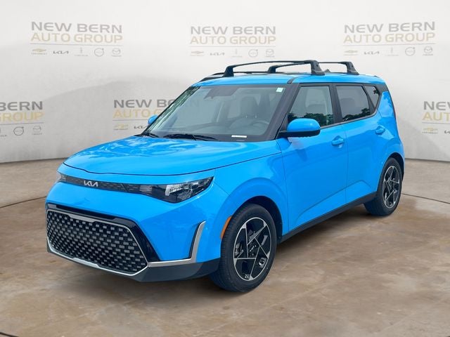 2023 Kia Soul EX in Surf Blue — front three-quarter view