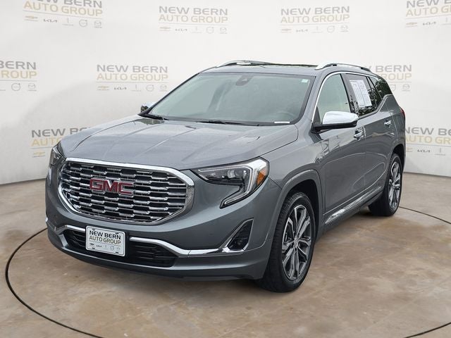 2020 GMC Terrain Denali in Satin Steel Metallic — front three-quarter view